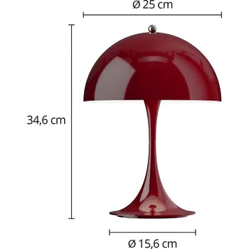 Lampička Louis Poulsen Akumulátorová lampa Panthella PORTABLE 250 vínově červená - Průměr základny 15,6 cm bordó LED 6 W celkem - Doprava zdarma