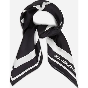 Módní doplněk ŠÁTEK KARL LAGERFELD IKON SIGNATURE SILK SCARF BLACK