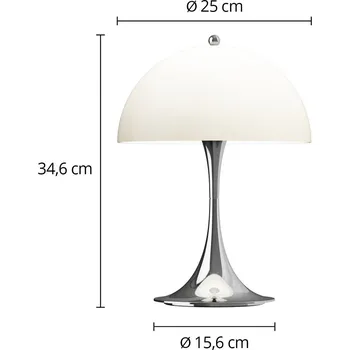 Lampička Louis Poulsen Akumulátorová lampa Panthella PORTABLE 250 chrom/béžová - Průměr základny 15,6 cm; délka kabelu USB-C 250 cm chrom, béžová LED 6 W celkem - Doprava zdarma