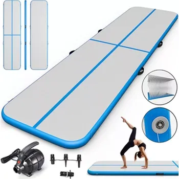 podložka na cvičení nafukovací gymnastická airtrack podložka 400 × 100 × 10 cm – modrá