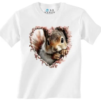 Chlapecké tričko Dětské tričko Veverka v Srdci (Velikost: 7-8, Barva: Bílá)