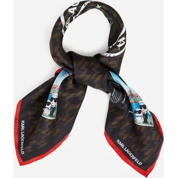 Šátek ŠÁTEK KARL LAGERFELD IKON MONOGRAM SILK SCARF GP BROWN-KL MONO