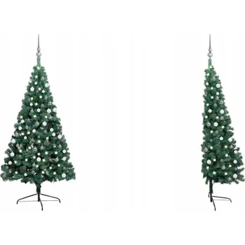 Vánoční stromek Vánoční stromek s osvětlením a ozdobami, poloviční, zelený, 180 cm