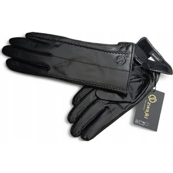 Rukavice Dámské kožené rukavice z ovčí kůže černé SZWAJKI zateplené zima/podzim S
