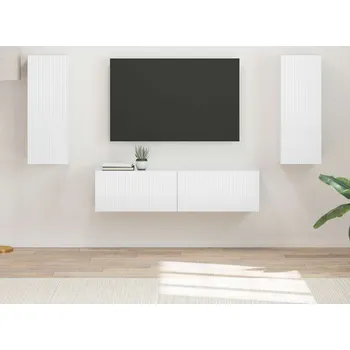 Obývací stěna vidaXL Sestava TV skříněk 2 pcs Vysoce lesklá bílá kompozitní dřevo [3408974]