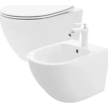 Klozet Rea REA/S - SET závěsné WC Carlo Flat Mini Rimless + Bidet Carlo Mini REA-C2760 + REA-C2276