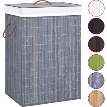Koš na prádlo VidaXL Bambusový koš na prádlo se 2 přihrádkami, šedý, 72 l