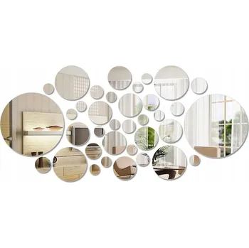 Zrcadlo SAMOLEPÍCÍ ZRCADLOVÁ DLAŽDICE NÁLEPKA ZRCADLO KULATÉ NA ZEĎ SADA 36x