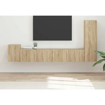 Obývací stěna vidaXL Sestava TV skříněk Nástěnný 3 pcs Sonoma dub kompozitní dřevo [3409017]