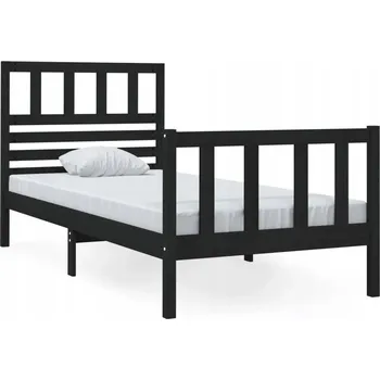 Postel Černý rám postele z masivního borovicového dřeva 195,5 x 81 x 100 cm