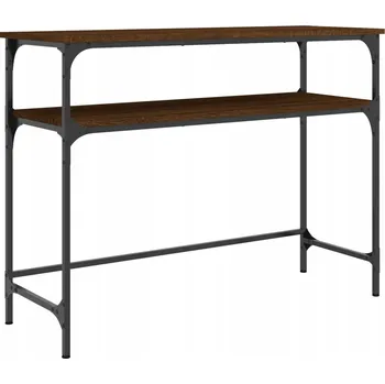 Konferenční stolek Konzolový stolek hnědý dub 100 x 35,5 x 75 cm s kovovým rámem