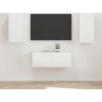 Obývací stěna vidaXL Sestava TV skříněk 2 pcs Vysoce lesklá bílá kompozitní dřevo [3408965]