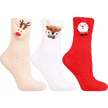 Dámské ponožky TEPLÉ PONOŽKY ROZTOMILÉ VÁNOČNÍ 3D PONOŽKY 3 PÁRY MORAJ 38-41