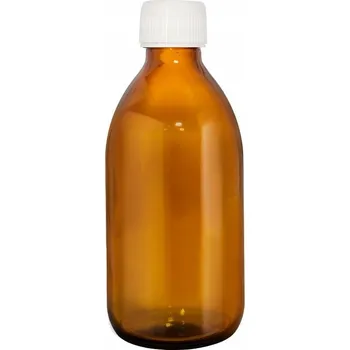 Láhev Skleněná láhev 250 ml hnědá s bílým PP víčkem