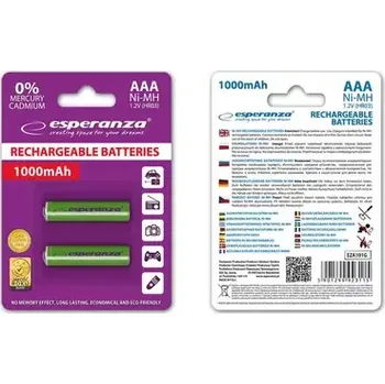 Článková baterie Esperanza Nabíjecí baterie AAA zelená (EZA101G - 5901299923115)