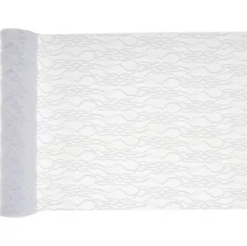 ubrus Bílý krajkový běhoun na stůl, dekorace 0,3 x 5 m
