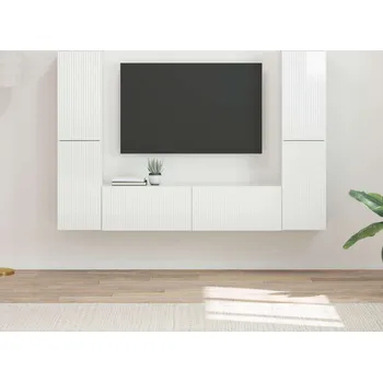 Obývací stěna vidaXL Sestava TV skříněk 6 pcs Vysoce lesklá bílá kompozitní dřevo [3409109]