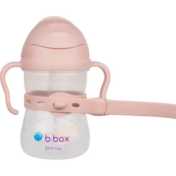 Kojenecká láhev Popruh na láhev s brčkem b.box růžový silikonový nastavitelný elastický
