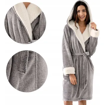 Dámský župan Teplý měkký župan Sharon s kapuce, vel L