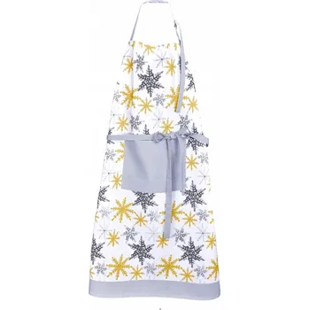 Kuchyňská zástěra Forbyt Kuchyňská vánoční zástěra Šedé a žluté vločky 1261 70x90 cm