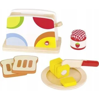 Dřevěná hračka Dřevěný toustovač Goki snídaňový set s příslušenstvím