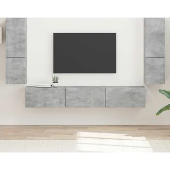 Obývací stěna vidaXL Sestava TV skříněk 4 pcs Betonově šedá kompozitní dřevo [3409045]