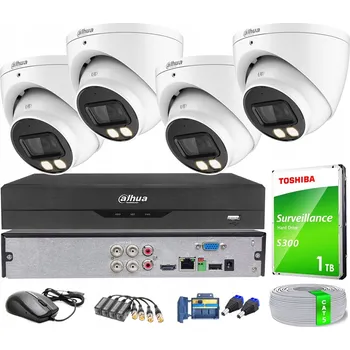 Bezpečnostní kamera Monitorovací sada Dahua se 4 kamerami, 5Mpx AHD CVI TVI rekordér SmartDual