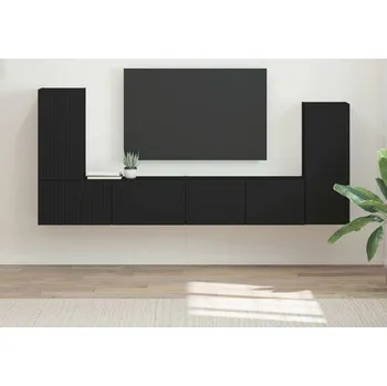 Obývací stěna vidaXL Sestava TV skříněk 4 pcs Černá kompozitní dřevo [3409115]
