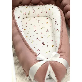 Hnízdečko pro miminko Hnízdečko pro miminko - podzimní lístky s tmavým starorůžovým velvetem