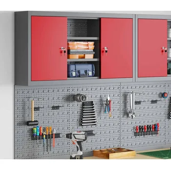 Skříňka na nářadí vidaXL Nástrojová skříň s policí Červená a šedá 50 x 20 x 55 cm [4103474]