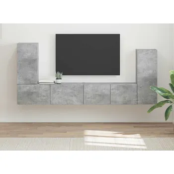 Obývací stěna vidaXL Sestava TV skříněk 4 pcs Betonově šedá kompozitní dřevo [3409117]