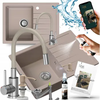 Granitový dřez Jednokomorový granitový dřez Sink Quality TITANITE béžový