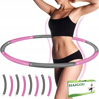 HULA HOOP PĚNOVÉ SPORTOVNÍ ZEŠTÍHLUJÍCÍ FITNESS RŮŽOVO-ŠEDÉ 8 dílů 1,4 kg 95 cm