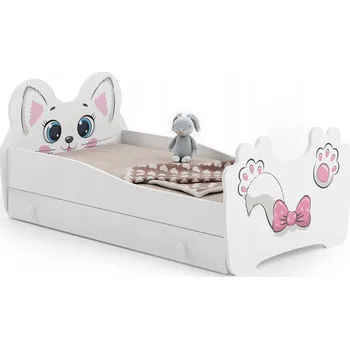 Dětská postýlka Postel Kobi pink cat 160x80 s matrací a zásuvkou