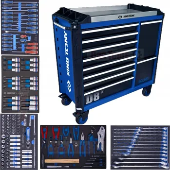 DÍLENSKÝ VOZÍK S 10 ZÁSUVKAMI + SADA 181 NÁŘADÍ KING TONY