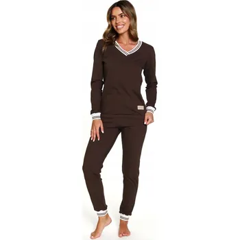 Dámské oblečení Doctor Nap Dámské bavlněné pyžamo s dlouhým rukávem PM 4504 brownie L
