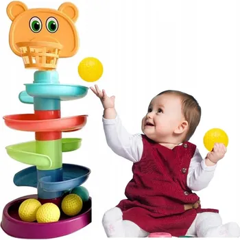 Hračka pro nejmenší VĚŽ S MÍČKY, KULIČKOVÁ DRÁHA, MÍČKY PRO MALÉ DĚTI MEDVÍDEK