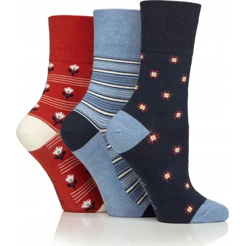 Dámské ponožky Dámské 3 páry bavlněných ponožek Gentle Grip FOLKLORE široký lem bez gumiček