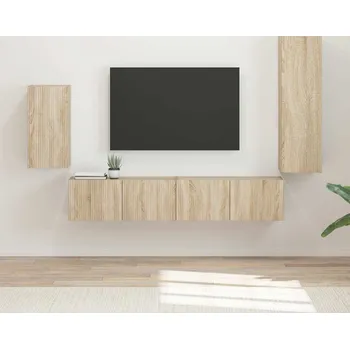 Obývací stěna vidaXL Sestava TV skříněk Nástěnný 4 pcs Sonoma dub kompozitní dřevo [3409008]