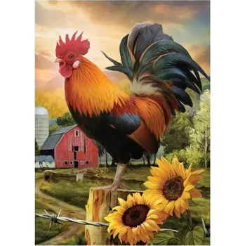 Obraz Diamantová mozaika - Kohout na farmě