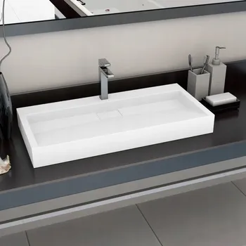Umyvadlo vidaXL Umyvadlo 100 x 46 x 11 cm minerální/mramorový kompozit bílé