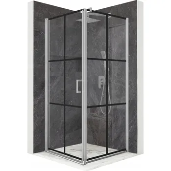 Sprchový kout 80x80 cm, otočné dveře, stříbrný rám, sklo ESG 6 mm + povrchová úprava