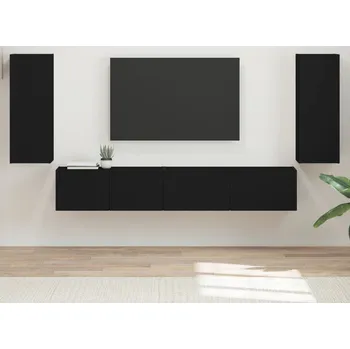 Obývací stěna vidaXL Sestava TV skříněk 4 pcs Černá kompozitní dřevo [3409160]