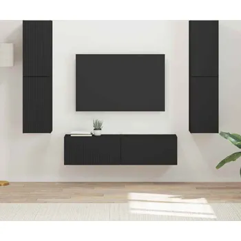 Obývací stěna vidaXL Sestava TV skříněk 6 pcs Černá kompozitní dřevo [3409124]