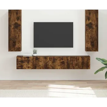 Obývací stěna vidaXL Sestava TV skříněk Nástěnný 3 pcs Kouřový dub kompozitní dřevo [3408984]