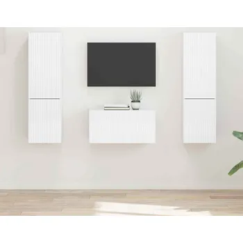 Obývací stěna vidaXL Sestava TV skříněk 5 pcs Vysoce lesklá bílá kompozitní dřevo [3409100]