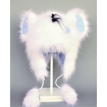 Čepice Hřejivá zimní čepice MYŠKA s mašlí – roztomilý doplněk s oušky Barva: Bílá s růžovou mašlí, Velikost: M (55-56)