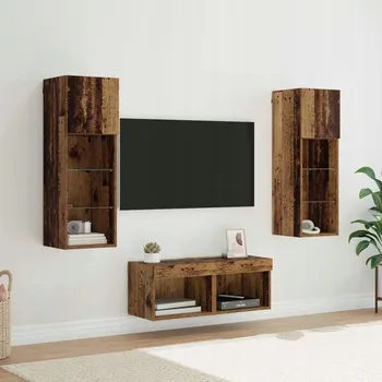 Televizní stolek Skříňky na TV zeď Nástěnný 4 pcs Artisanový dub 40 x 30 x 30 cm