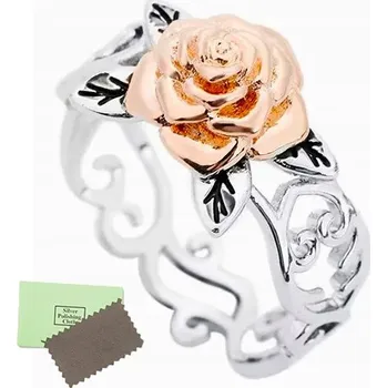 Prsten POSTŘÍBŘENÝ PRSTÝNEK RŮŽE POZLÁCENÝ 925 PRO NI