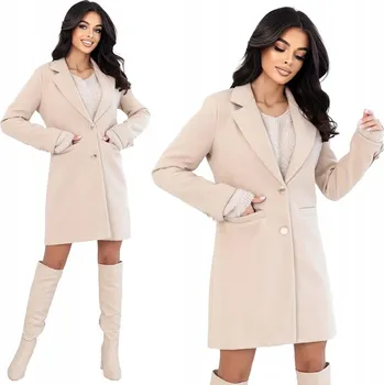 Dámský kabát Edoti dámský kabát béžový klasický bez kapuce CLR042 velikost L